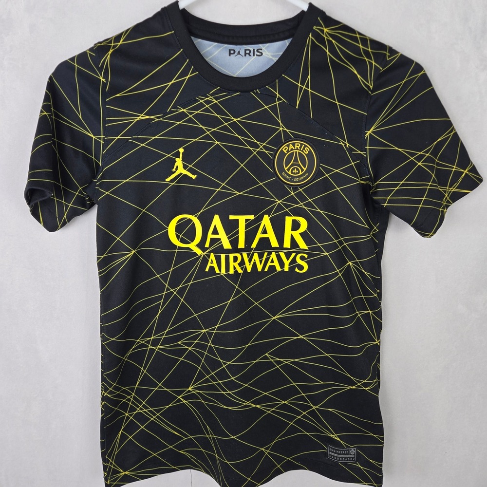 Jordan Paris Saint-Germain PSG 2023-24 Fourth Jersey Black Yellow Youth M Kids